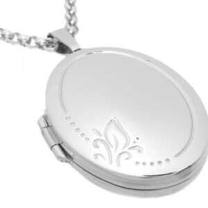 Ovales Silbermedaillon Isolde mit floraler Gravur