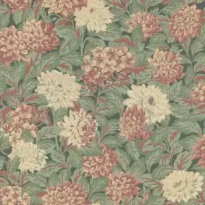 TAPETENROLLE Decor Maison historische Blumentapete Dahlia Grün